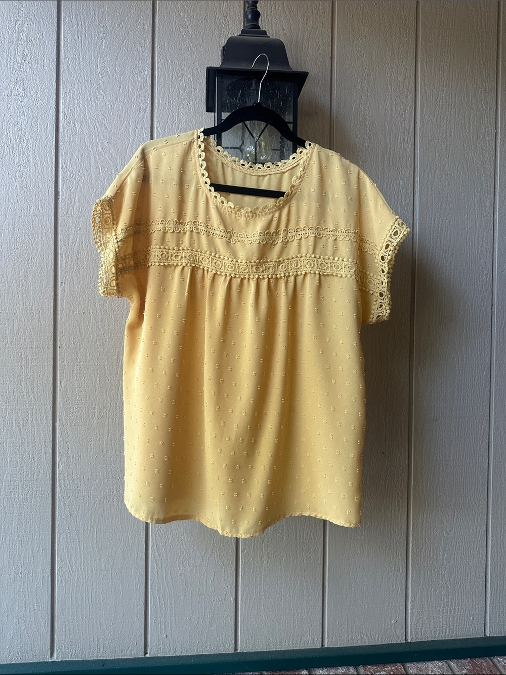 Women’s Yellow Lace Trim Top
